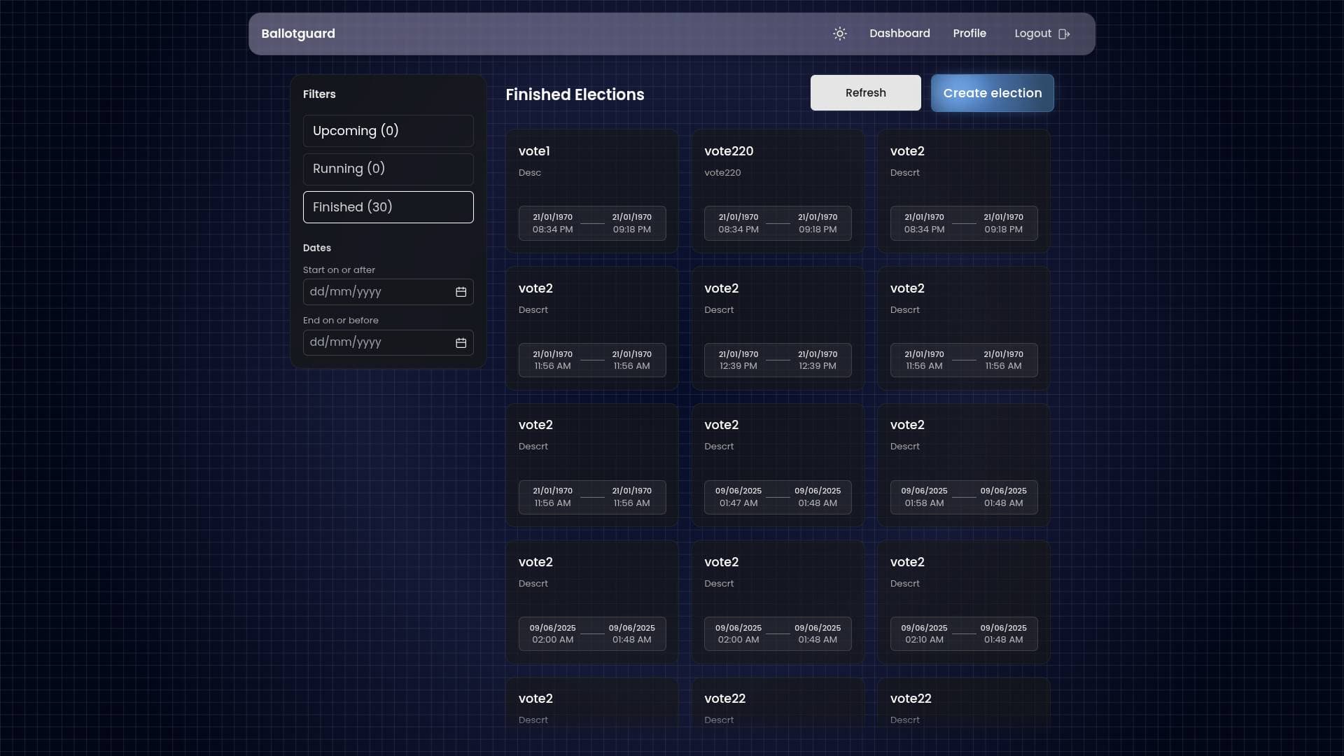 Dashboard Page